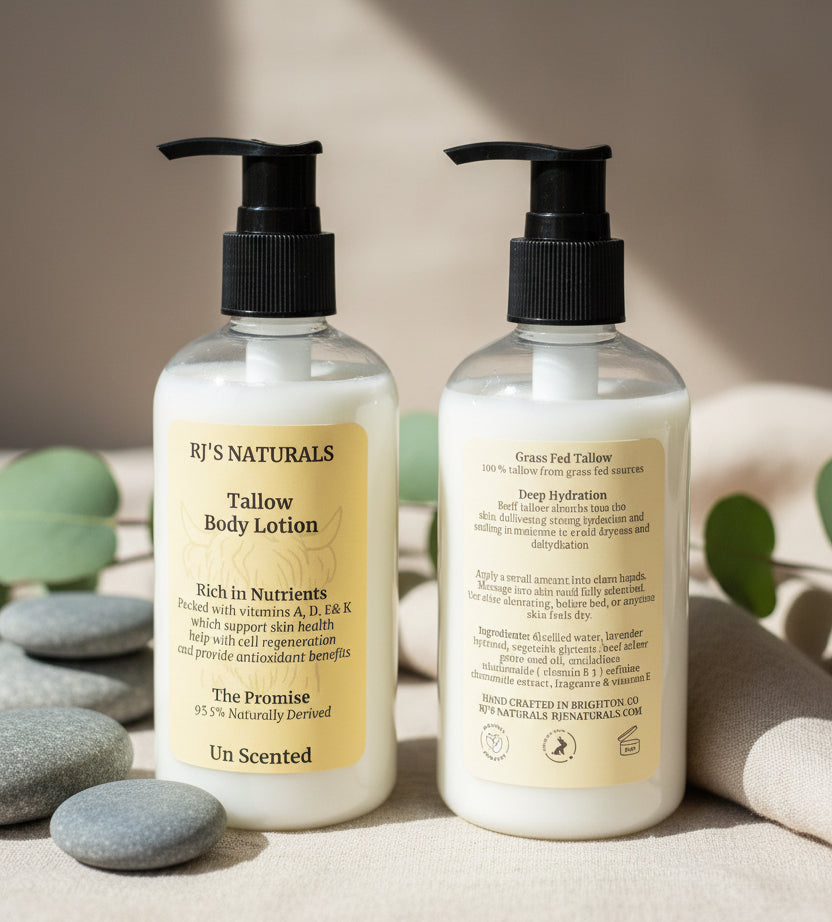 RJ's Naturals Beef Tallow Moisture Barrier Lotion - Lavender, Peppermint & Unscented