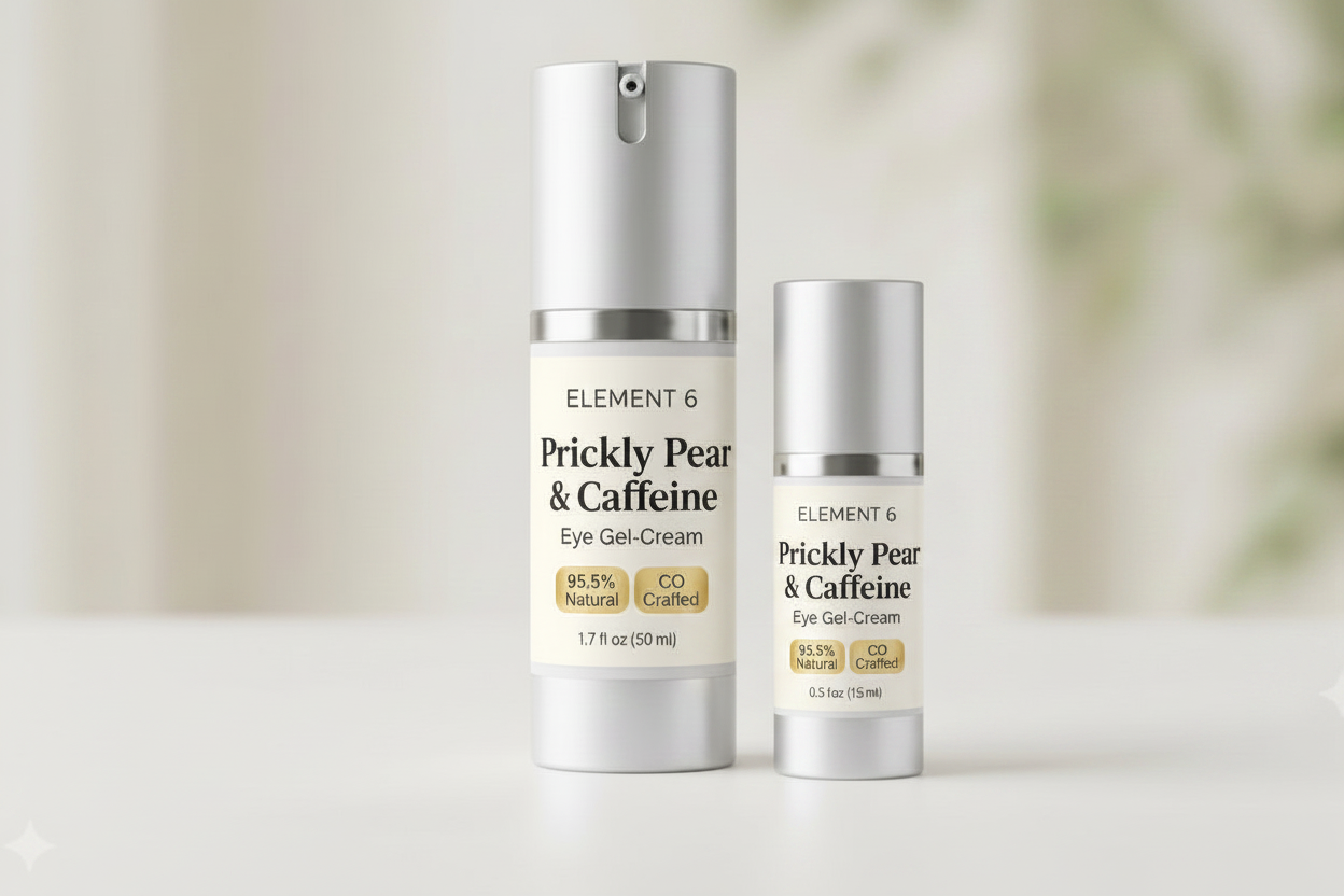 RJ's Naturals Prickly Pear & Caffeine Eye Gel-Cream - Hyaluronic Acid, 0.5 oz & 1.7 oz