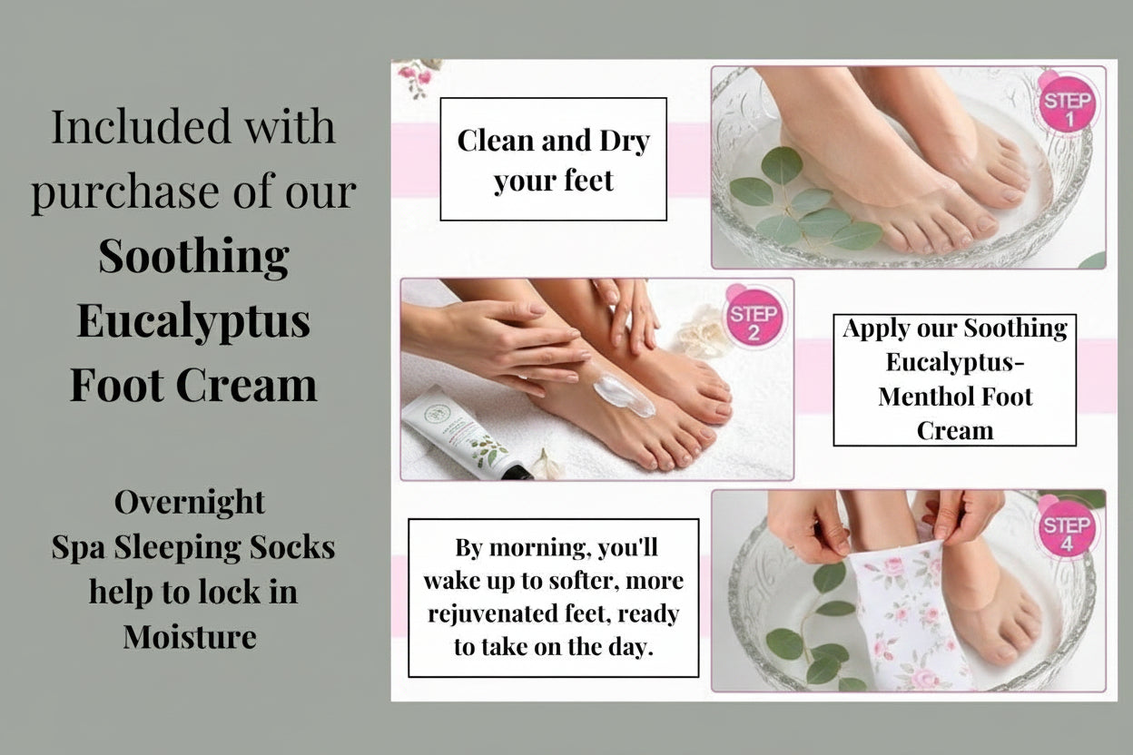 RJ's Naturals Eucalyptus & Peppermint Foot Cream with Sleep Socks - Shea Butter